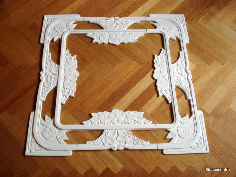 Stuck Rosette 102-533a aus 4 Eckdekoren Wand Deckenspiegel