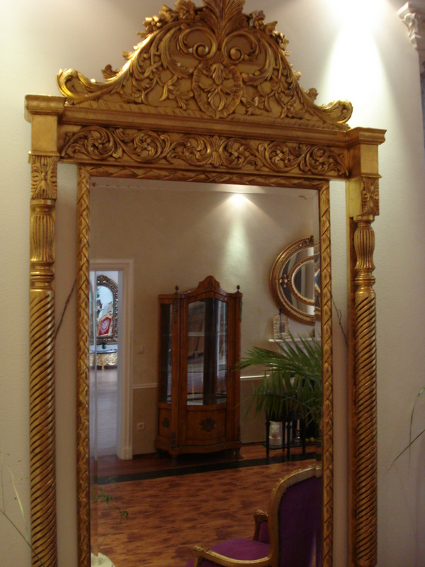 sehr großer WANDSPIEGEL - Barock - Spiegel ANTIK Gold Holzrahmen 2,42 x