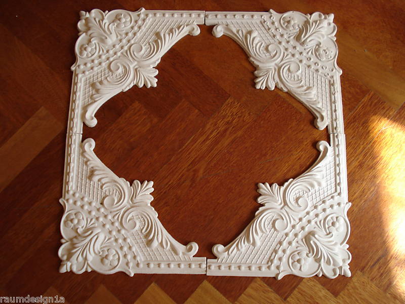 Stuck Rosette 102-533a aus 4 Eckdekoren Wand Deckenspiegel